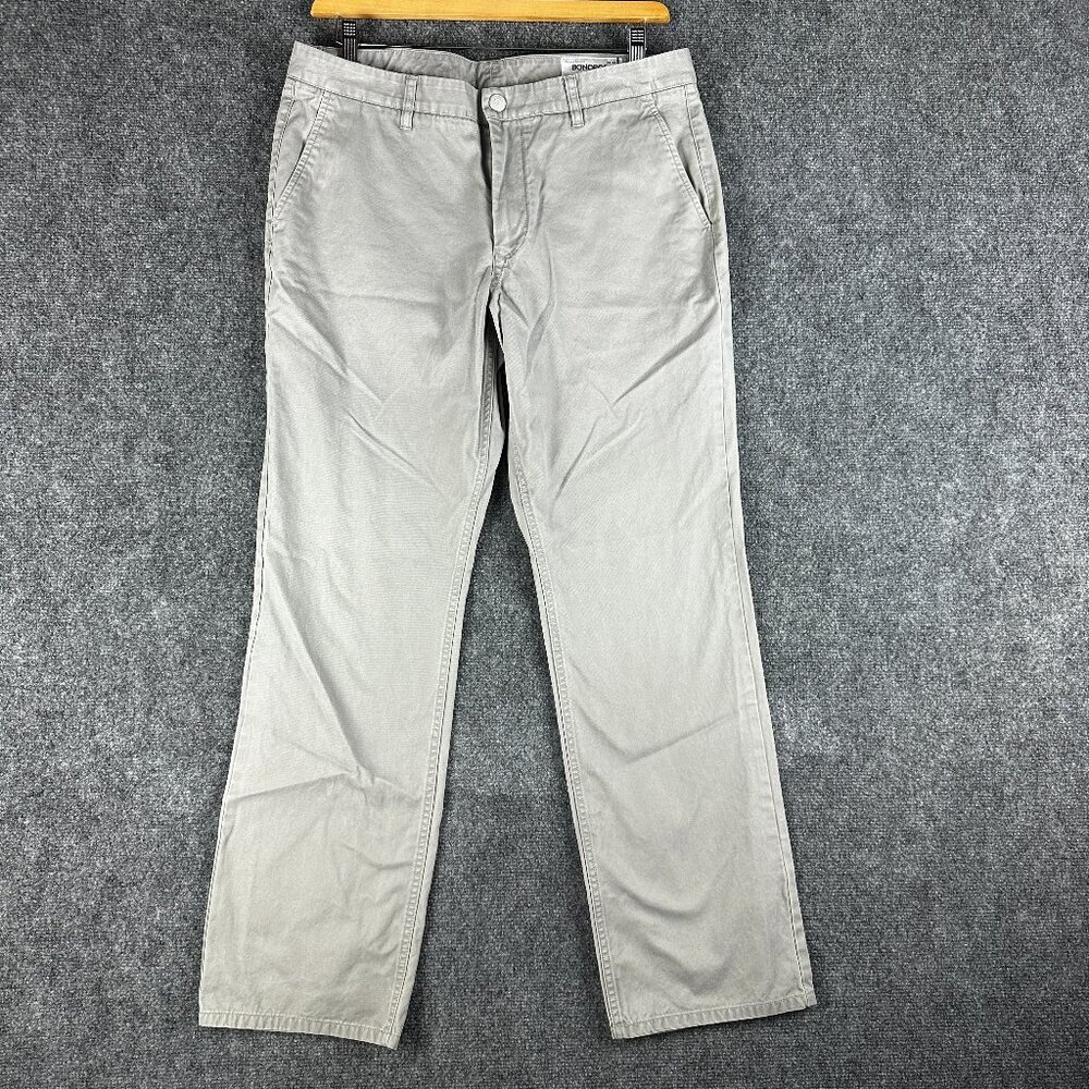 Bonobos Pants Mens 35 Straight Fit Washed Chino Gray Cotton Stretch Flat Front